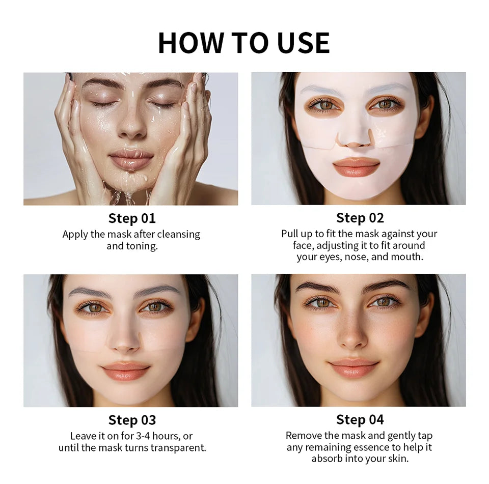 Masque Nuit Bio-Collagène — Pores Affinés & Teint Éclairci (4 pièces)