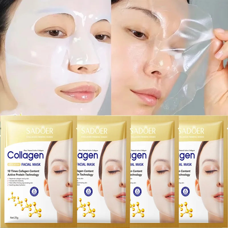 Masque Facial Anti-Rides au Collagène — Pack 10 Pièces