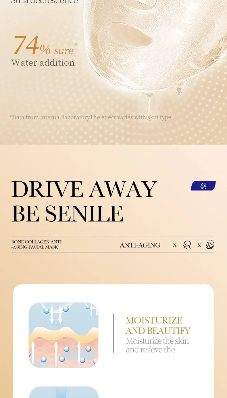 Masque Facial Anti-Rides au Collagène — Pack 10 Pièces