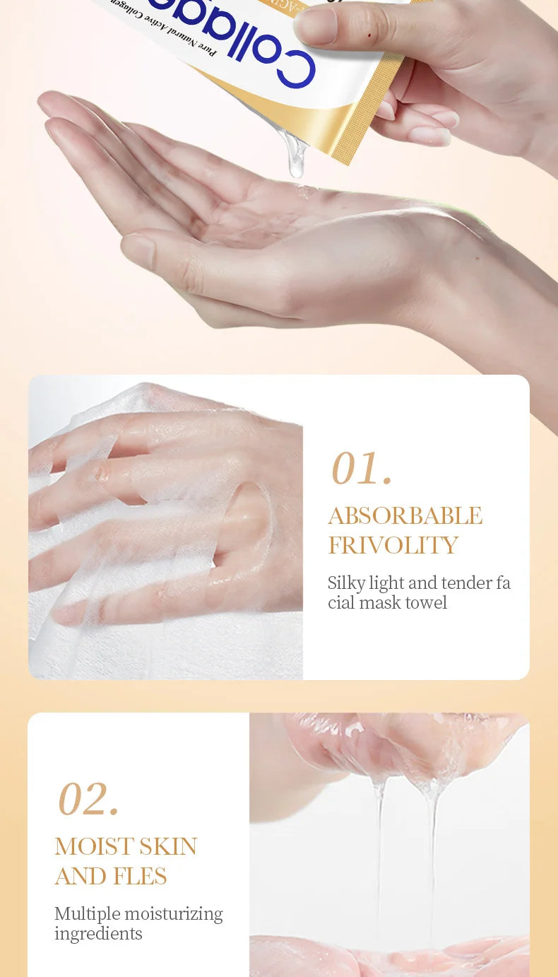 Masque Facial Anti-Rides au Collagène — Pack 10 Pièces