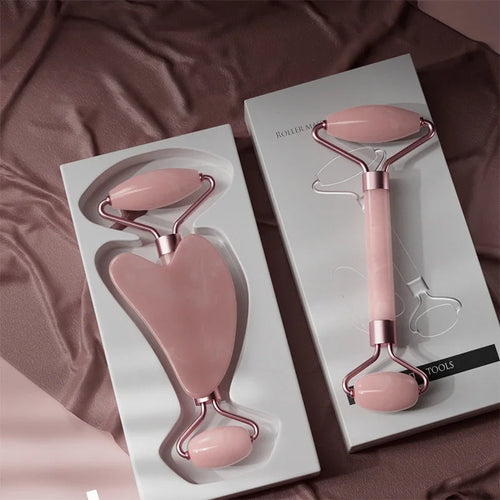 Rouleau de Massage pour le visage, planche Guasha, grattoir en résine, dissolvant de rides, rouleau de Massage pour le Lifting du visage, outils de soins de la peau mince, 2 pièces